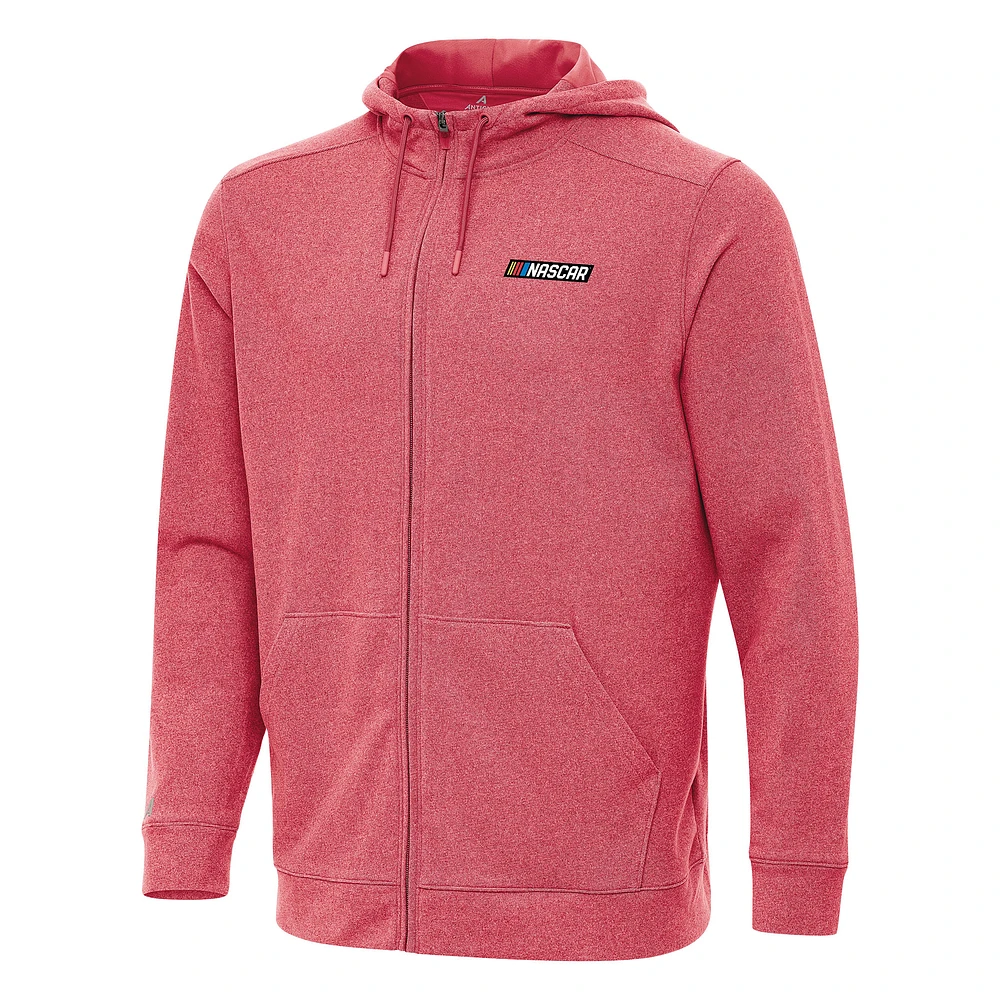 Men's Antigua Heather NASCAR Merchandise Effortless Full-Zip Hoodie