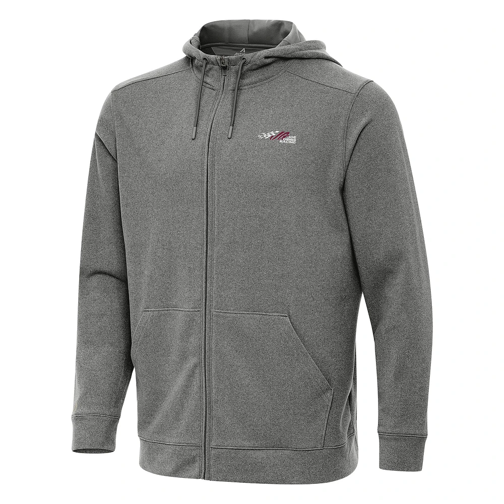Men's Antigua Heather Joe Gibbs Racing Effortless Full-Zip Hoodie