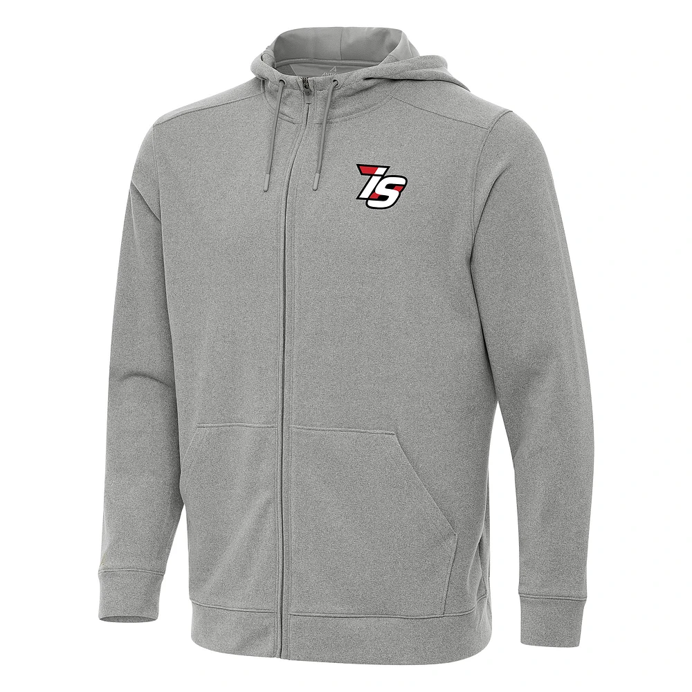 Men's Antigua Heather Gray Iowa Speedway Effortless Full-Zip Hoodie