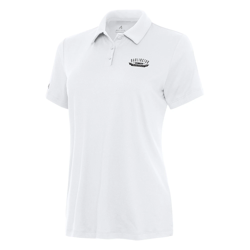 Women's Antigua White Darlington Raceway Reprocess Polo