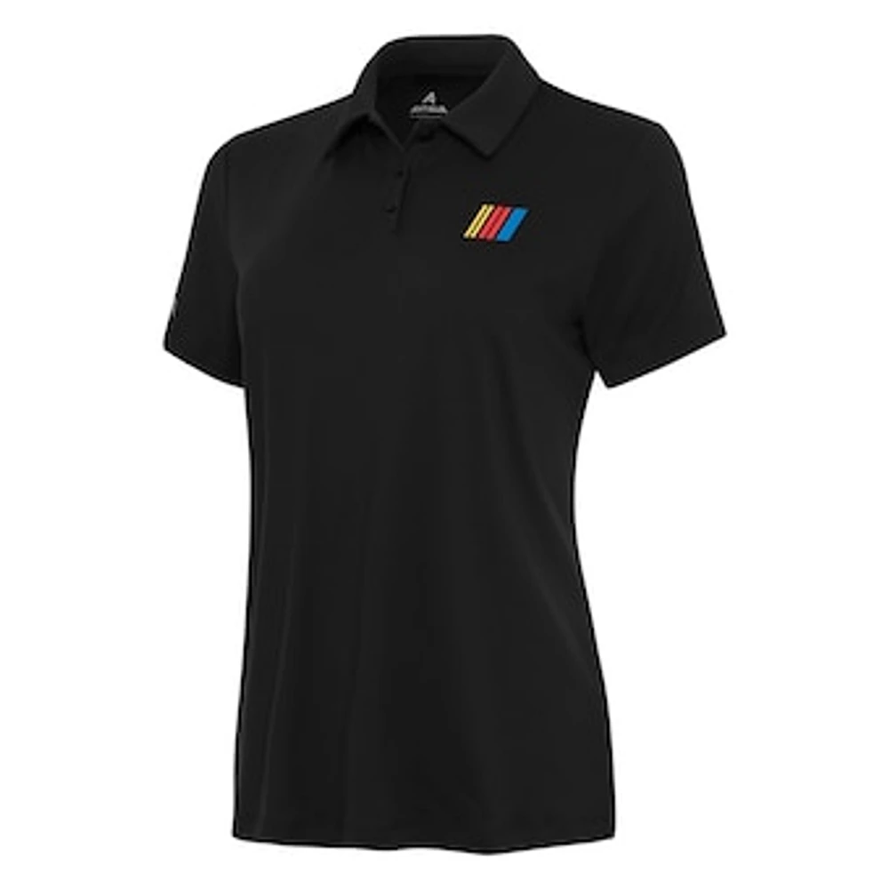 Women's Antigua Black NASCAR Reprocess Polo
