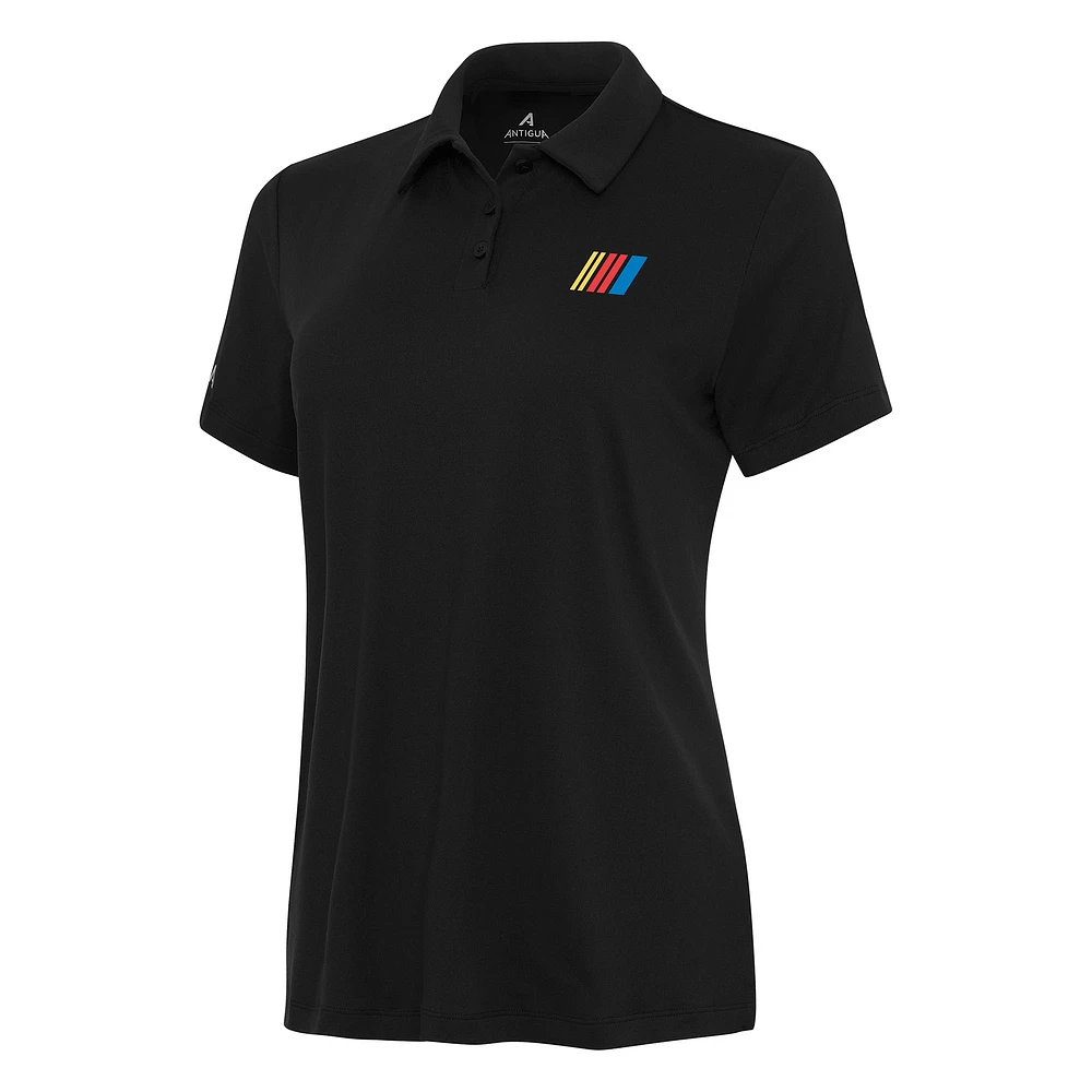 Women's Antigua Black NASCAR Reprocess Polo
