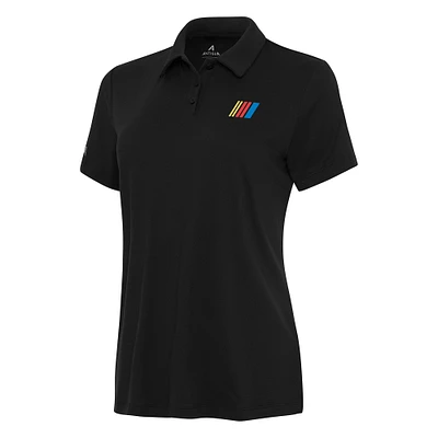 Women's Antigua Black NASCAR Reprocess Polo