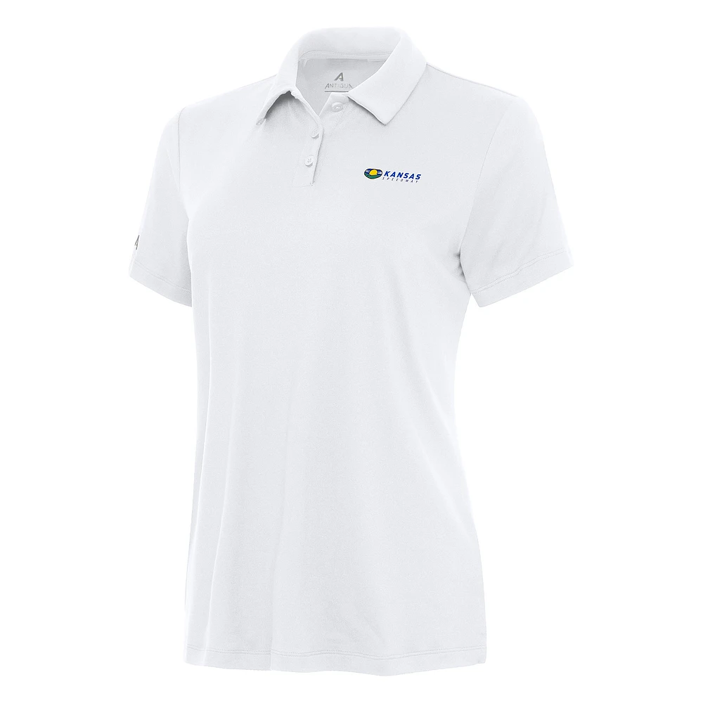 Women's Antigua White Kansas Speedway Reprocess Polo