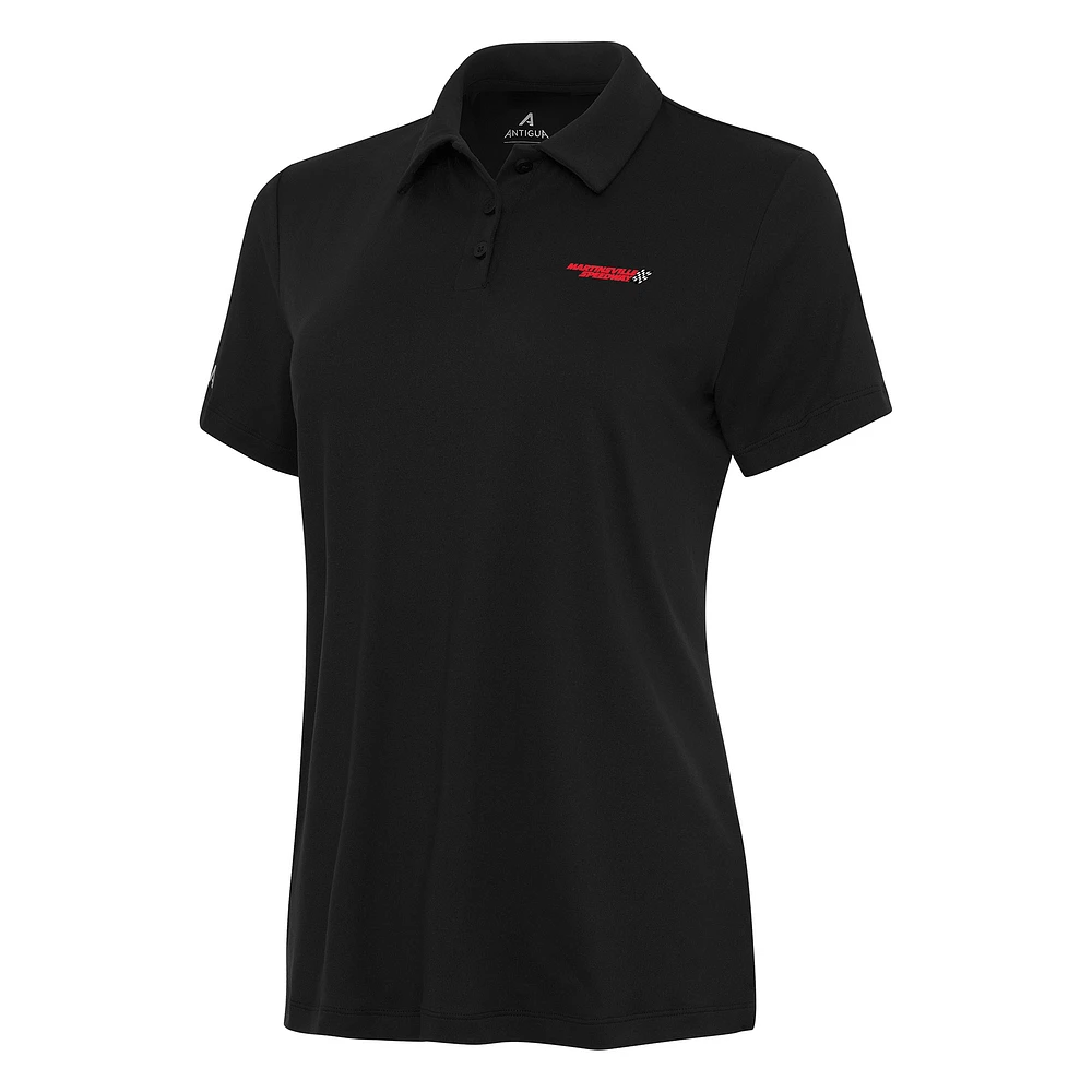 Women's Antigua Black Martinsville Speedway Reprocess Polo