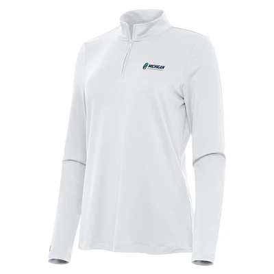 Women's Antigua White Michigan International Speedway Reprocess Quarter-Zip Top