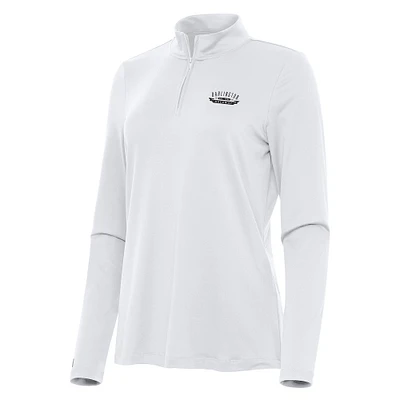 Women's Antigua White Darlington Raceway Reprocess Quarter-Zip Top
