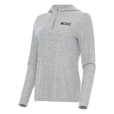Women's Antigua Heather NASCAR Daybreak Quarter-Zip Pullover Hoodie