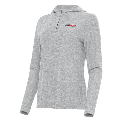 Women's Antigua Heather Gray Richard Childress Racing Daybreak Quarter-Zip Pullover Hoodie