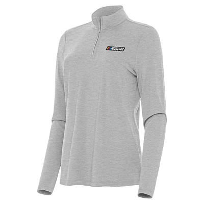 Women's Antigua Heather NASCAR Bright Quarter-Zip Top