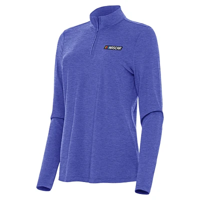 Women's Antigua Heather Royal NASCAR Bright Quarter-Zip Top