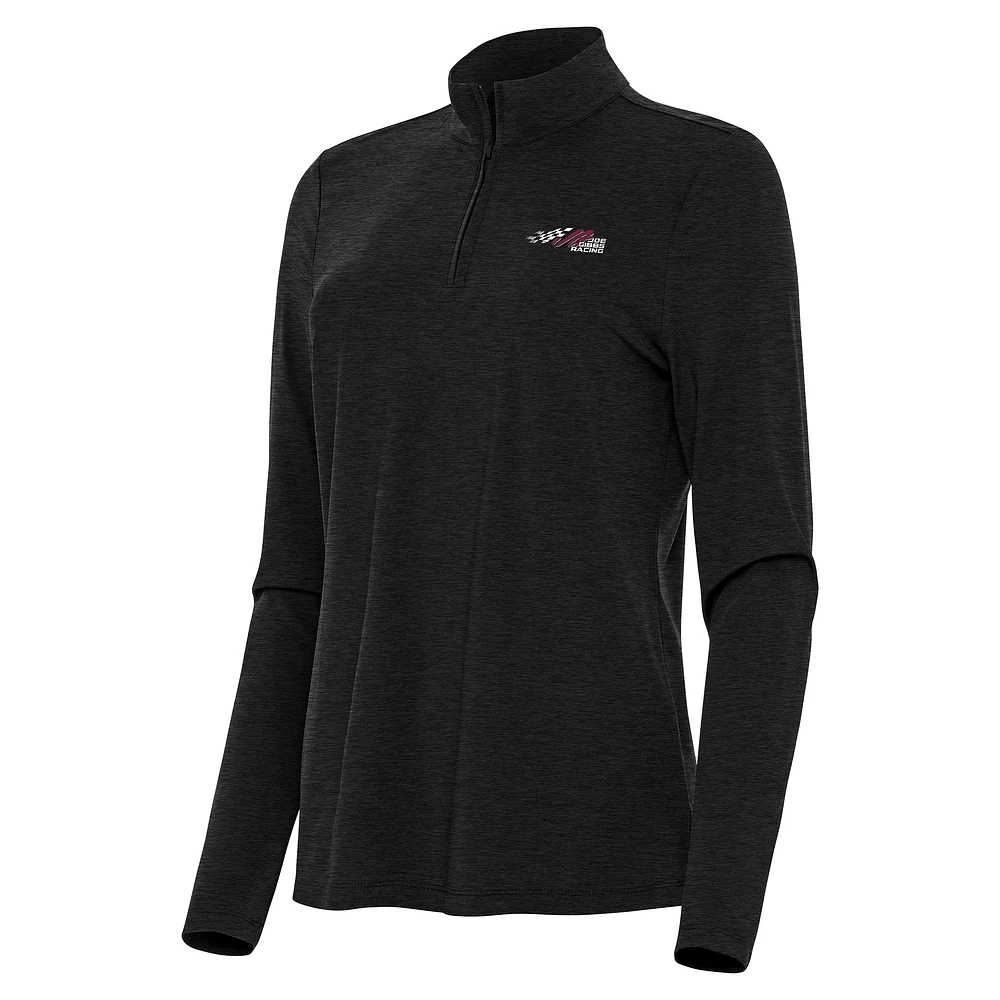 Women's Antigua Heather Black Joe Gibbs Racing Bright Quarter-Zip Top