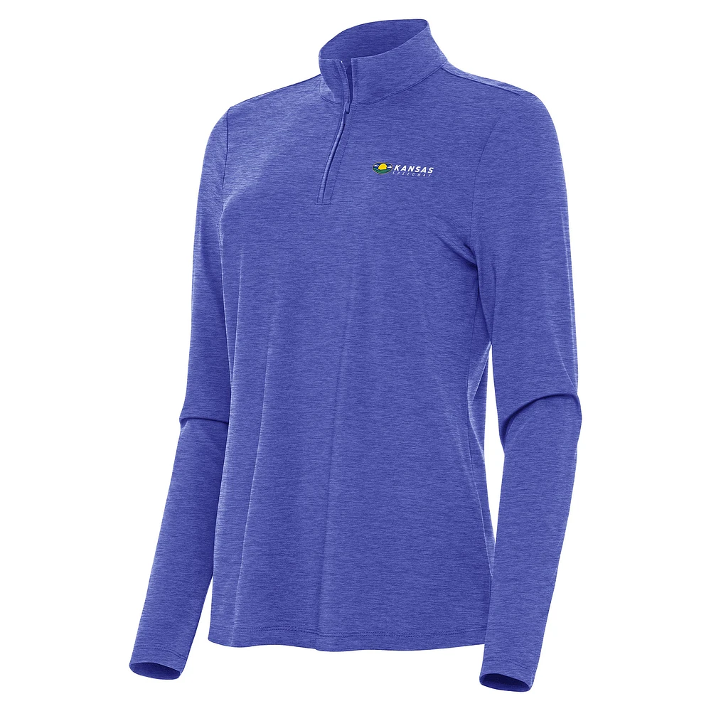 Women's Antigua Heather Royal Kansas Speedway Bright Quarter-Zip Top