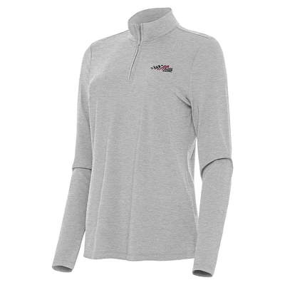 Women's Antigua Heather Gray Joe Gibbs Racing Bright Quarter-Zip Top