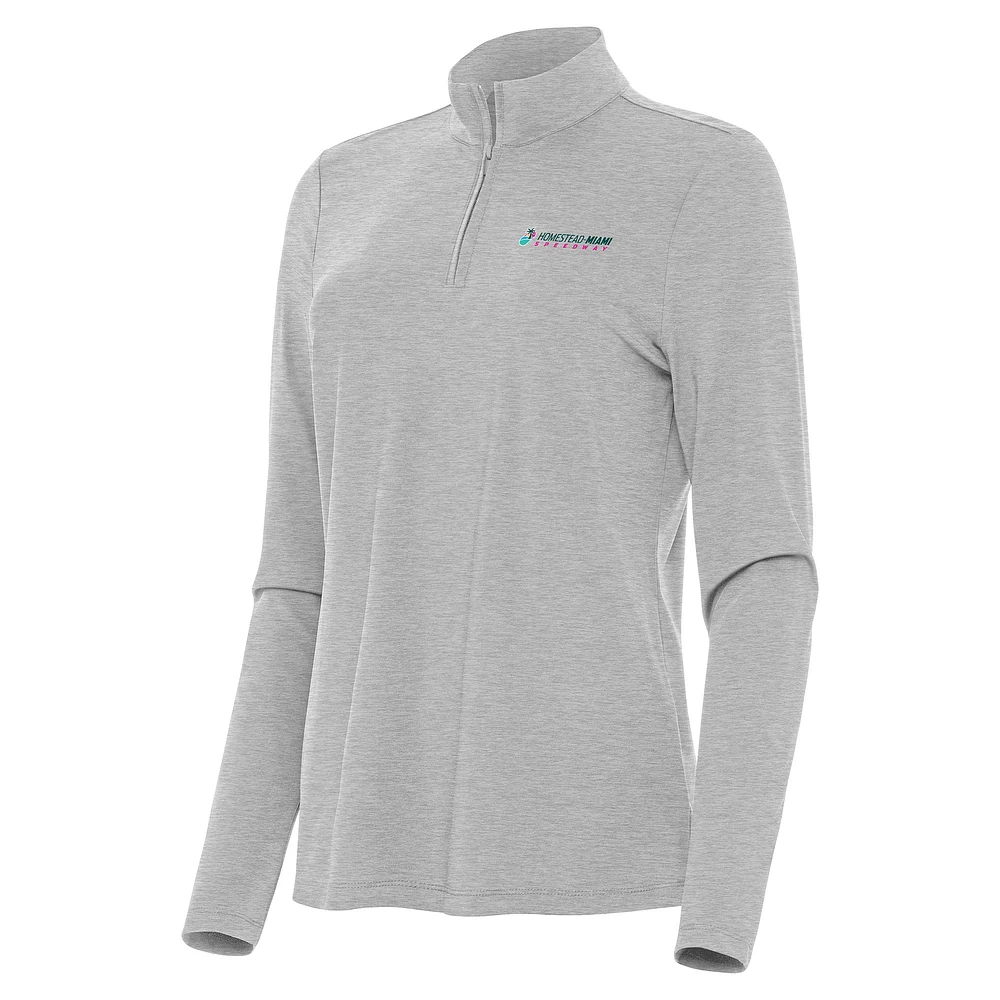 Women's Antigua Heather Homestead-Miami Speedway Bright Quarter-Zip Top