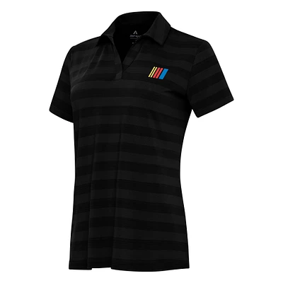 Women's Antigua Black NASCAR Tunnel Polo
