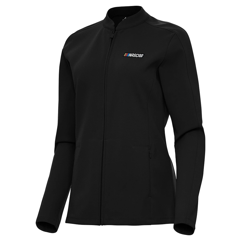 Women's Antigua Black NASCAR Regard Full-Zip Jacket