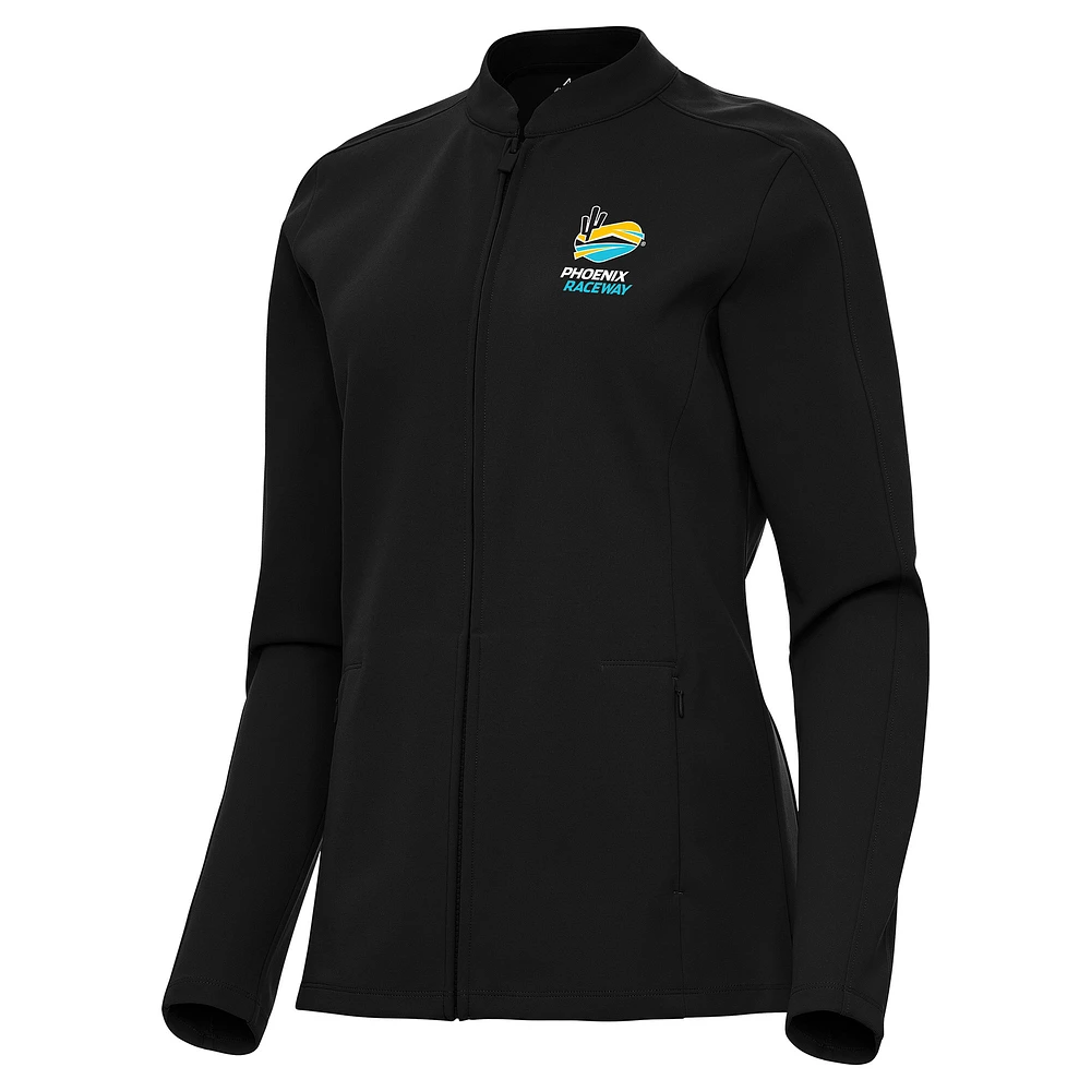 Women's Antigua Black Phoenix Raceway Regard Full-Zip Jacket