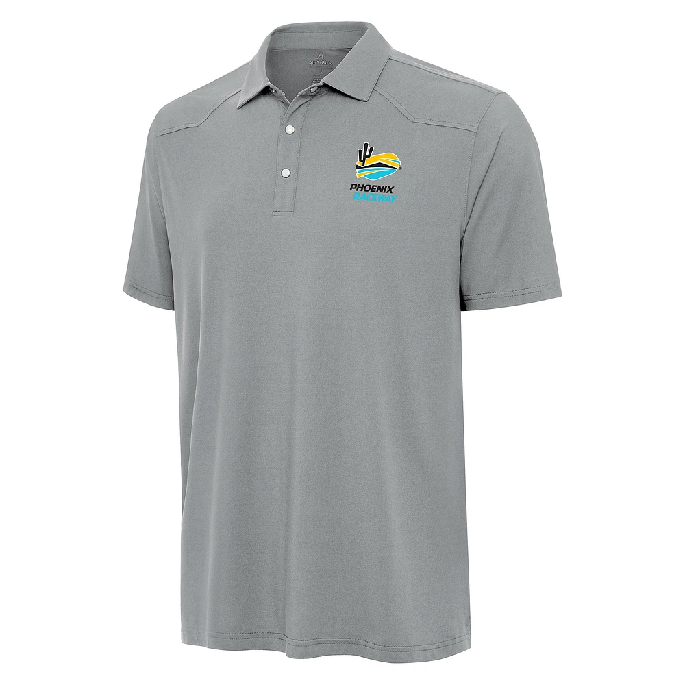 Men's Antigua Gray Phoenix Raceway Western Polo