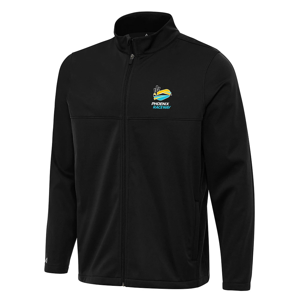 Men's Antigua Black Phoenix Raceway Links 2 Full-Zip Golf Jacket