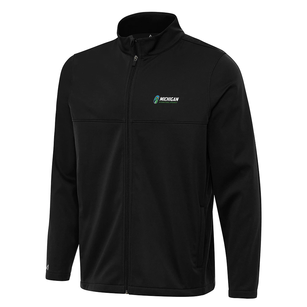 Men's Antigua Black Michigan International Speedway Links 2 Full-Zip Golf Jacket