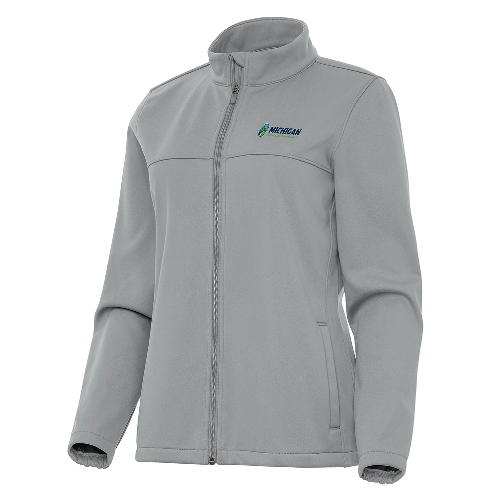 Women's Antigua Gray Michigan International Speedway Links 2 Full-Zip Golf Jacket