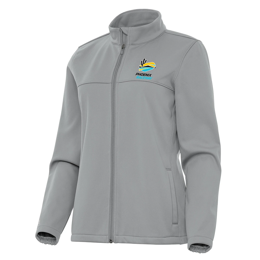 Women's Antigua Gray Phoenix Raceway Links 2 Full-Zip Golf Jacket