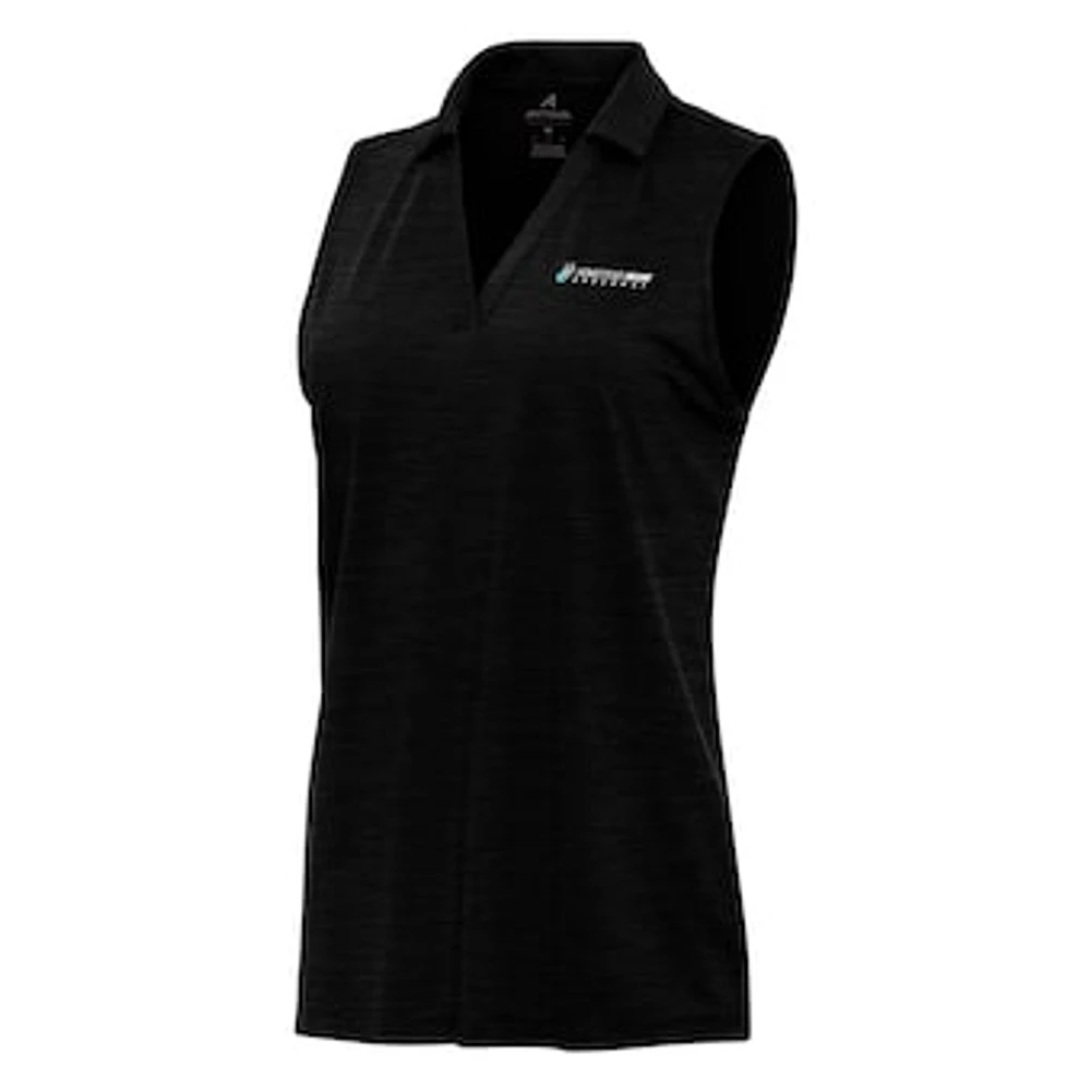 Women's Antigua Heather Black Homestead-Miami Speedway Layout Sleeveless Polo