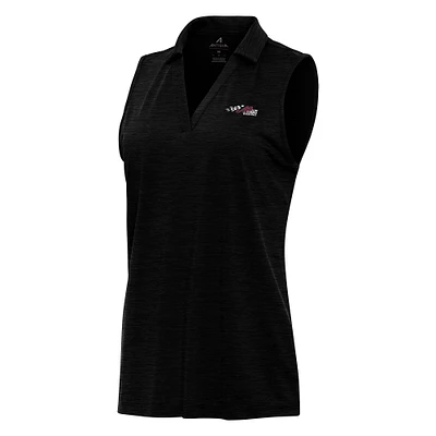 Women's Antigua Heather Black Joe Gibbs Racing Layout Sleeveless Polo
