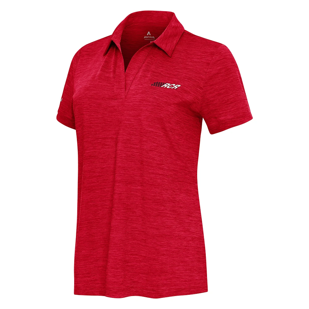 Women's Antigua Heather Red NASCAR Layout V-Neck Polo