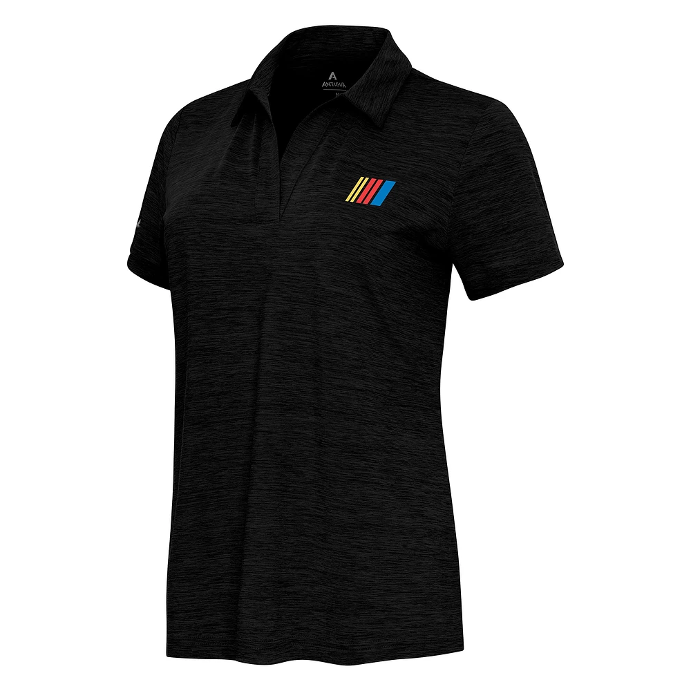 Women's Antigua Heather Black NASCAR Layout V-Neck Polo