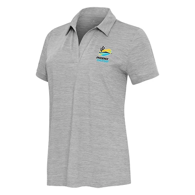 Women's Antigua Heather Gray Phoenix Raceway Layout V-Neck Polo