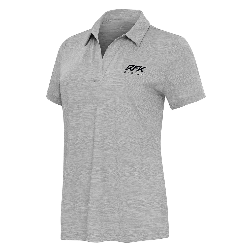 Women's Antigua Heather Gray Roush Fenway Keselowski Racing Layout V-Neck Polo