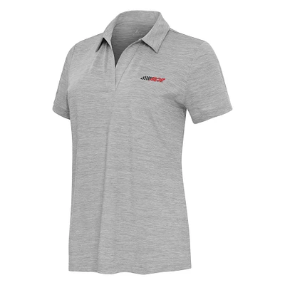 Women's Antigua Heather Gray Richard Childress Racing Layout V-Neck Polo