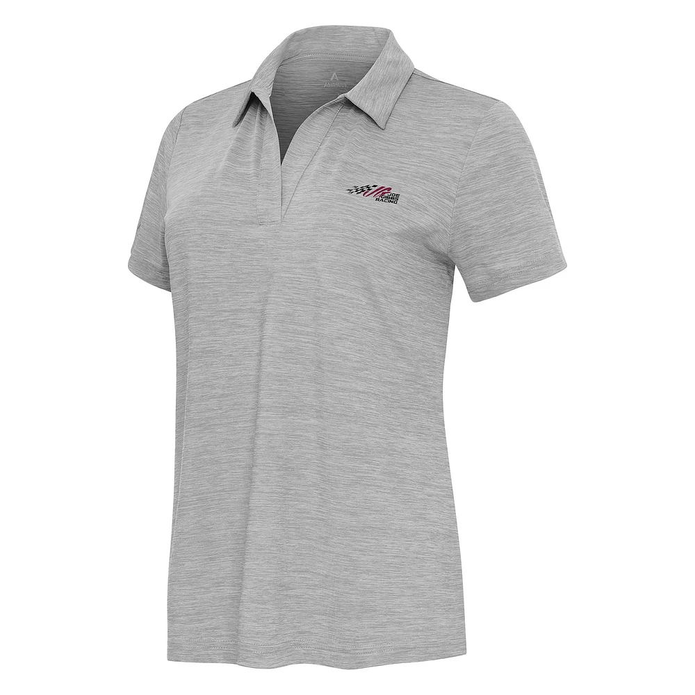 Women's Antigua Heather Gray Joe Gibbs Racing Layout V-Neck Polo
