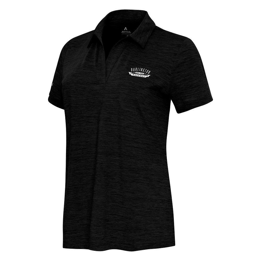 Women's Antigua Heather Darlington Raceway Layout V-Neck Polo