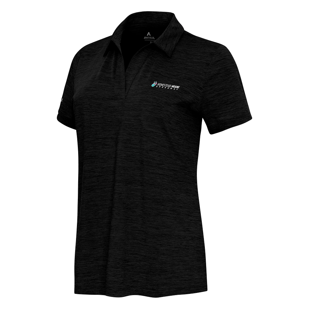 Women's Antigua Heather Homestead-Miami Speedway Layout V-Neck Polo