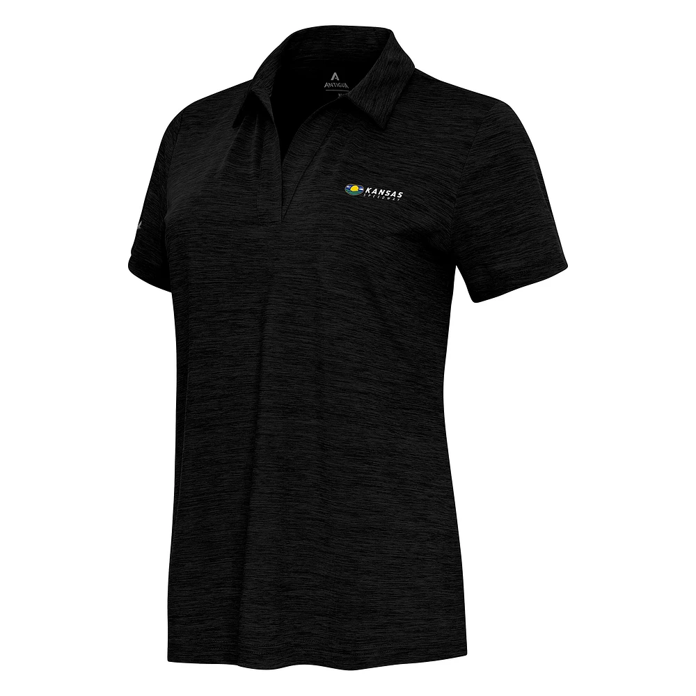 Women's Antigua Heather Kansas Speedway Layout V-Neck Polo