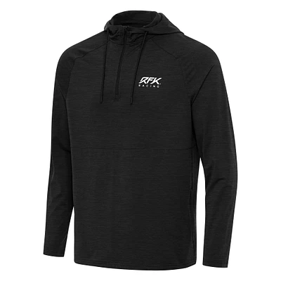 Men's Antigua Heather Roush Fenway Keselowski Racing Spikes Raglan Quarter-Zip Hoodie