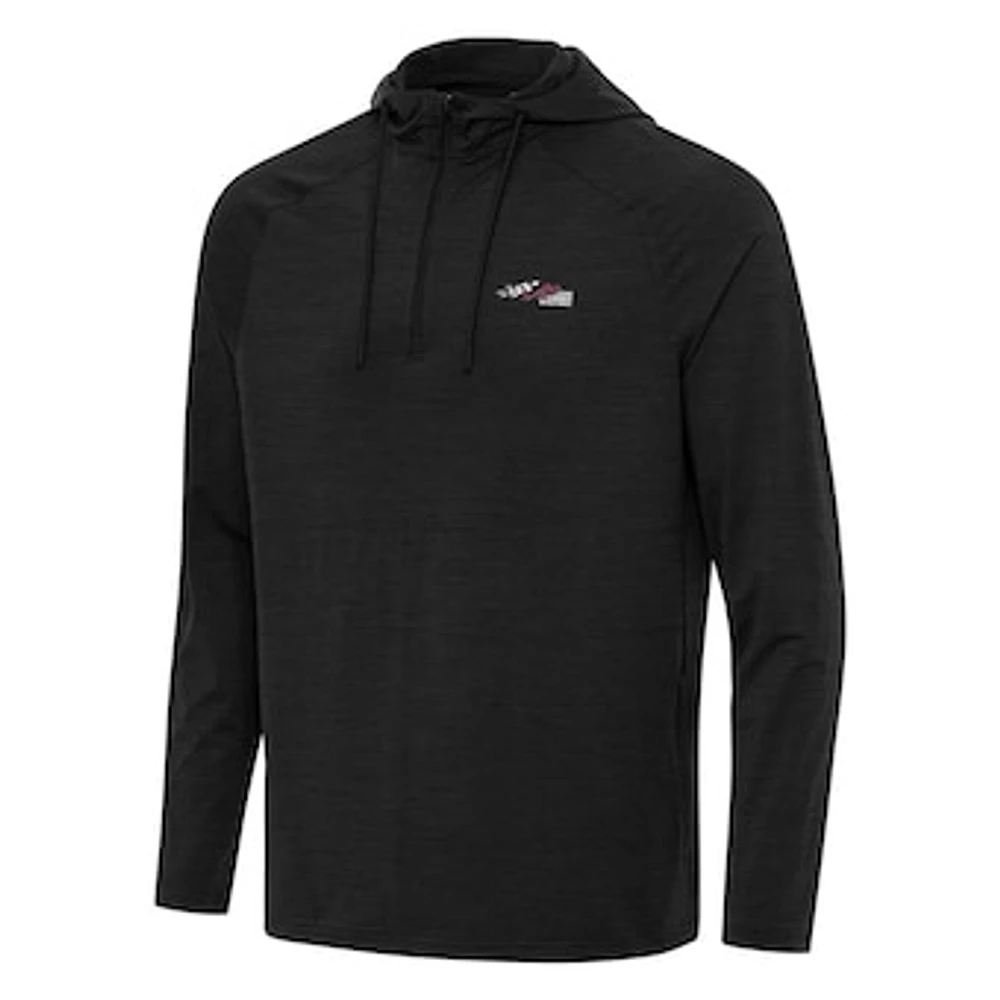 Men's Antigua Heather Joe Gibbs Racing Spikes Raglan Quarter-Zip Hoodie