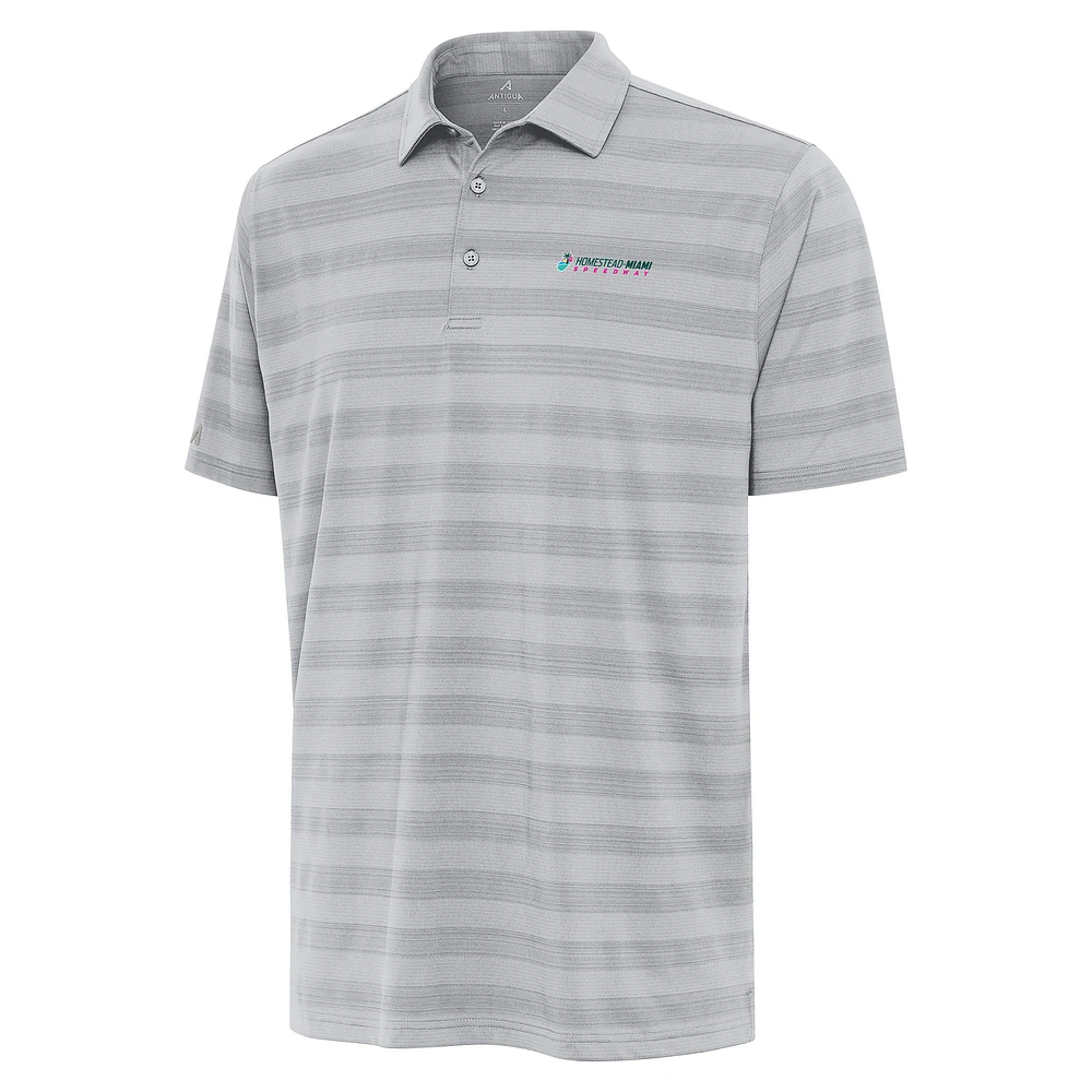 Men's Antigua Gray Homestead-Miami Speedway Big & Tall Tunnel Polo