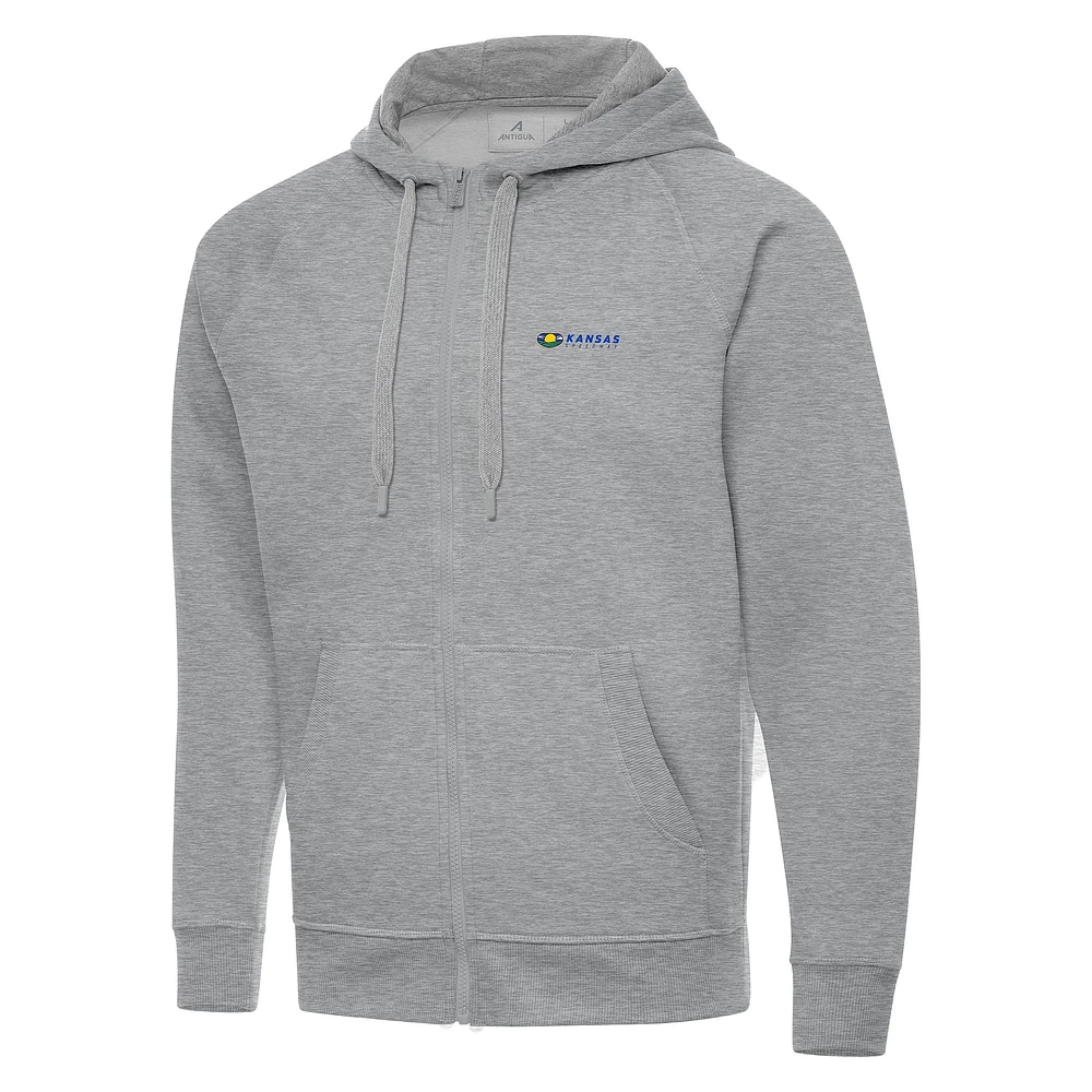Men's Antigua Heather Gray Kansas Speedway Big & Tall Victory Full-Zip Hoodie