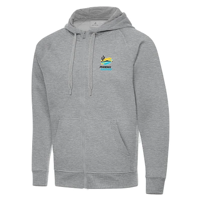 Men's Antigua Heather Gray Phoenix Raceway Big & Tall Victory Full-Zip Hoodie