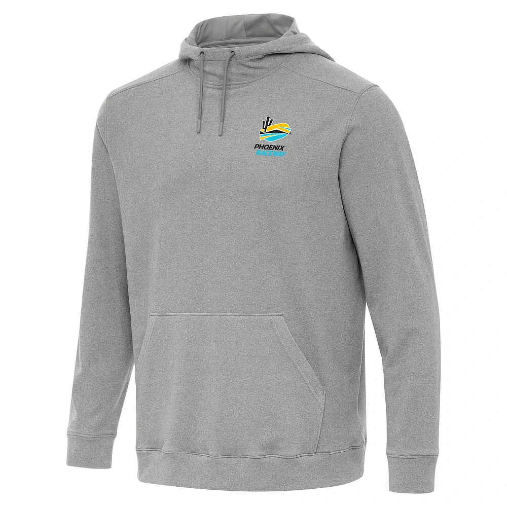 Men's Antigua Heather Gray Phoenix Raceway Cloud Pullover Hoodie