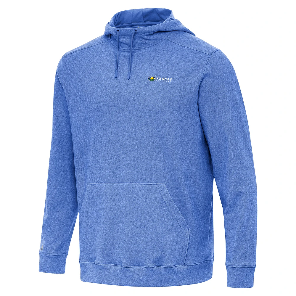 Men's Antigua Heather Royal Kansas Speedway Cloud Pullover Hoodie
