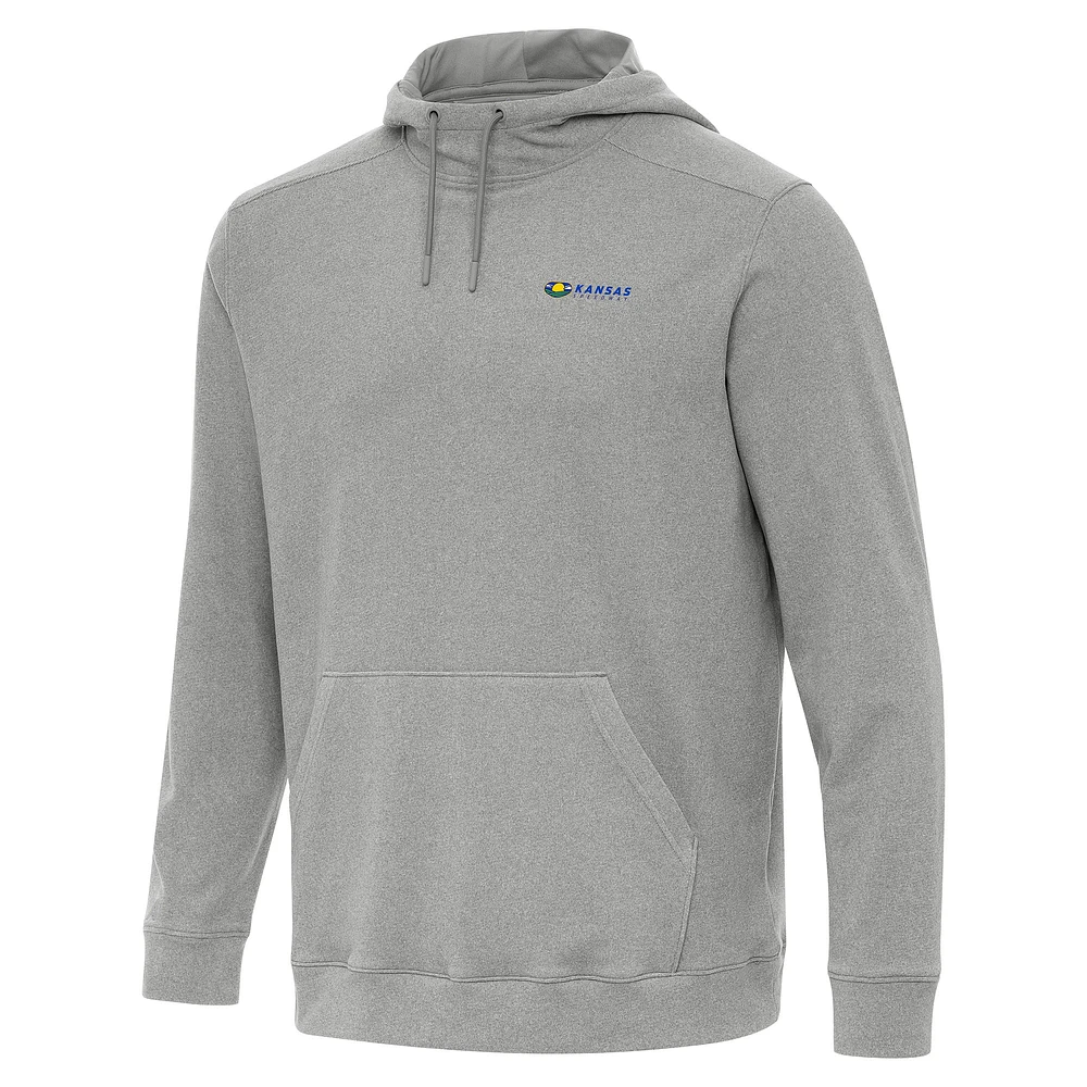 Men's Antigua Heather Gray Kansas Speedway Cloud Pullover Hoodie