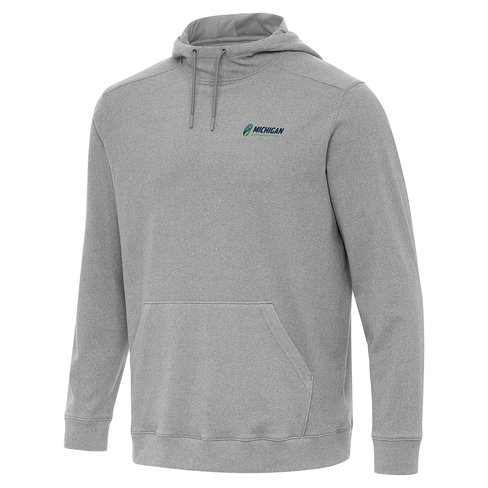 Men's Antigua Heather Gray Michigan International Speedway Cloud Pullover Hoodie