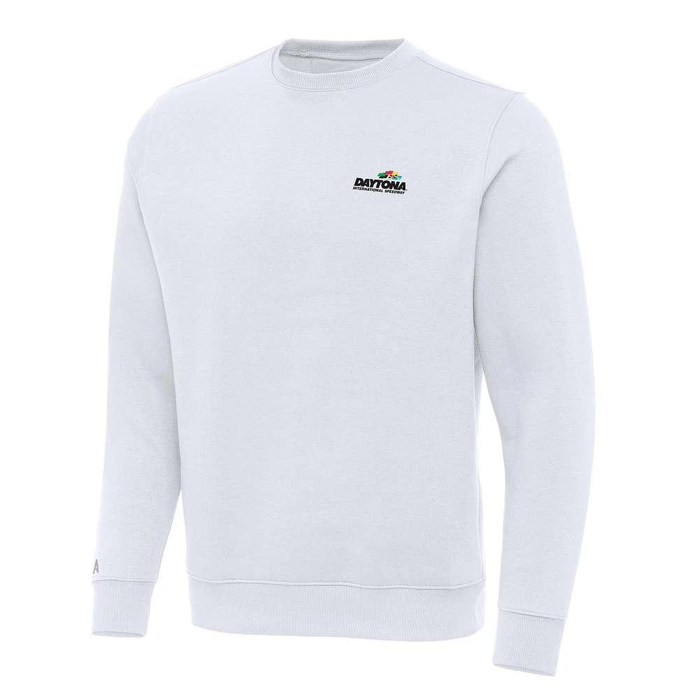 Men's Antigua Heather Gray Daytona International Speedway Victory Pullover Sweatshirt