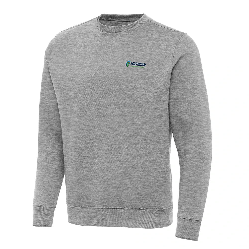 Men's Antigua Heather Gray Michigan International Speedway Big & Tall Victory Pullover Sweatshirt
