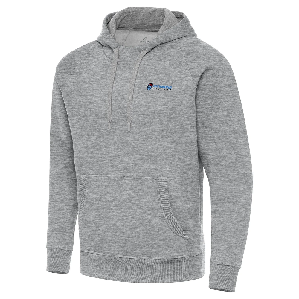 Men's Antigua Heather Gray Richmond Raceway Big & Tall Victory Raglan Pullover Hoodie